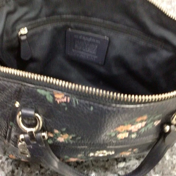 Coach Dark Floral Leather Shoulder Bag - Picture 4 of 16